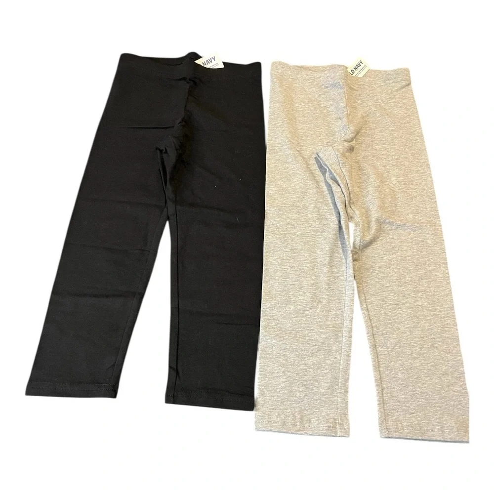 Old Navy 2-Pack Built-In-Tough Leggings – Gray‎ & Black – Girls Medium NWT